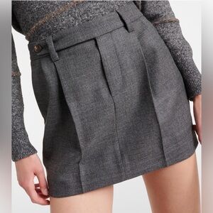 Brunello Crucinelli Pleated virgin wool miniskirt